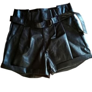 Madden NYC Faux Leather Paperbag Shorts EUC